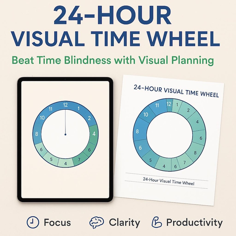 Hour Visual ADHD 24-hour Visual Time Wheel: Daily Planner PDF (digital Download) - Etsy