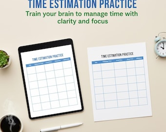 ADHD Time Estimation Practice Worksheet: ADHD Focus Planner (Instant Download PDF)