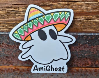 Amighost Sticker | Sombrero Ghost Pun, Halloween Vinyl Decal