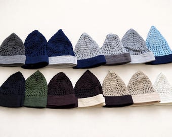 Gorro Kufi egipcio – Topi/Toki de ganchillo transpirable y elegante / 14 COLORES / GUÍA DE TALLAS disponible