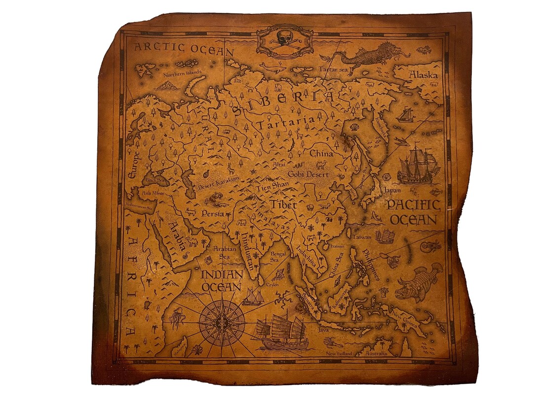 Treasure Map Art Print Home Decor Wall Pirate Poster Canvas - Etsy