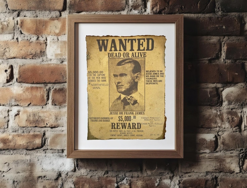 Wanted Poster Jesse James Wild West Western Cowboy Reward Print - Etsy