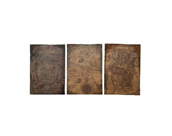 Replika av skattkartor, gammal vintage-stil, piratskeppskarta