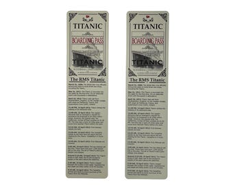 Titanic Bookmarks Boarding Pass Ticket Ship Bookmark History Gifts - 2 Pack