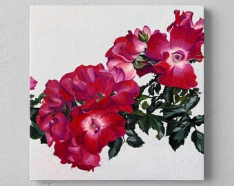 Original Rose Oil Painting, Small Floral Art 6x6