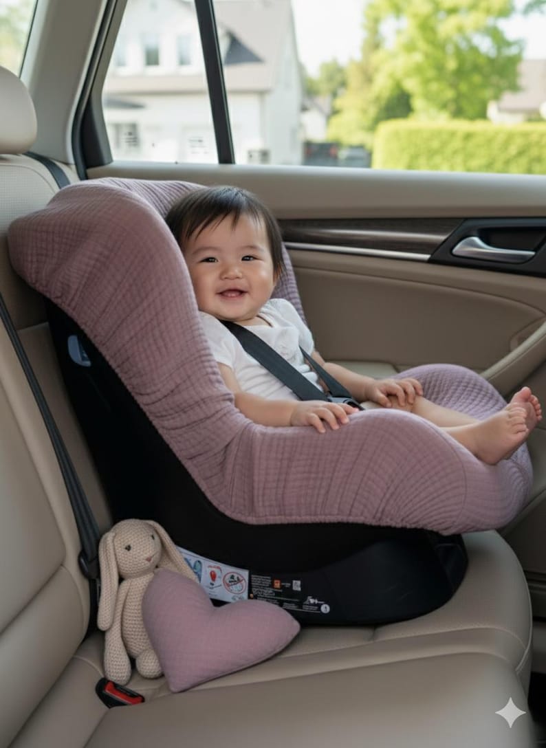 Organic Muslin Baby Car Seat Cover Liner: Breathable Cotton , stroller cover image 14