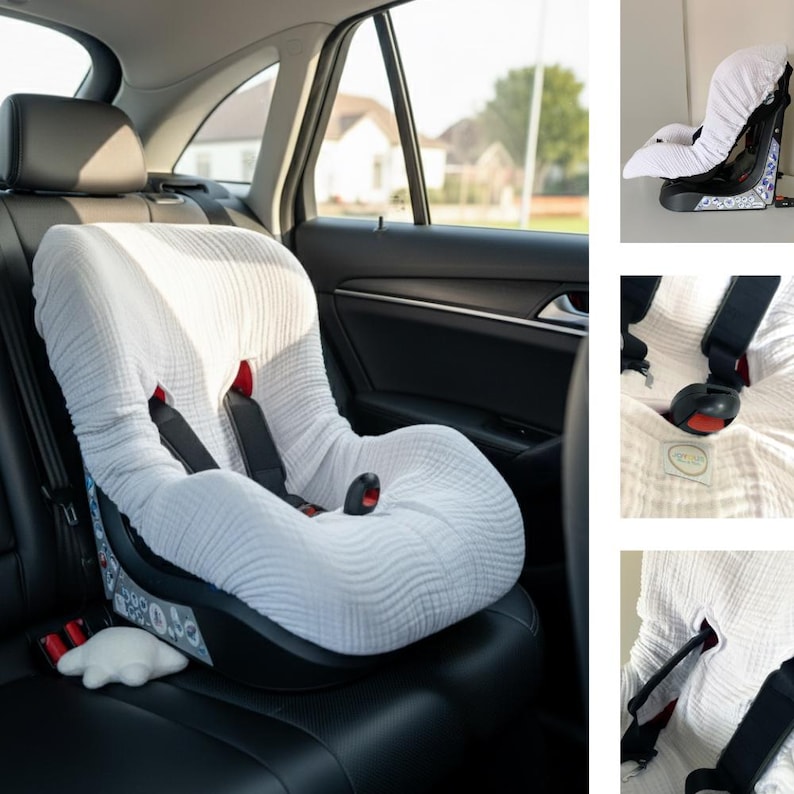 Organic Muslin Baby Car Seat Cover Liner: Breathable Cotton , stroller cover image 13