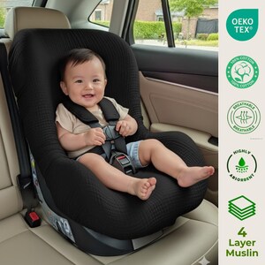 Organic Muslin Baby Car Seat Cover Liner: Breathable Cotton , stroller cover image 4