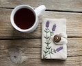 Lavender Tea Bag Wallet, Linen and Cotton Tea Holder with Hand Embroidered Lavandula Angustifolia, Gift for Tea Lovers product logo