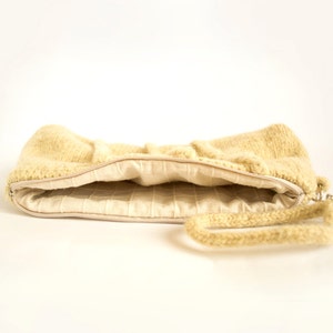 Eco friendly Felted Clutch in Natural White, Pure Wool, Zippered Pouch with Plaits image 4