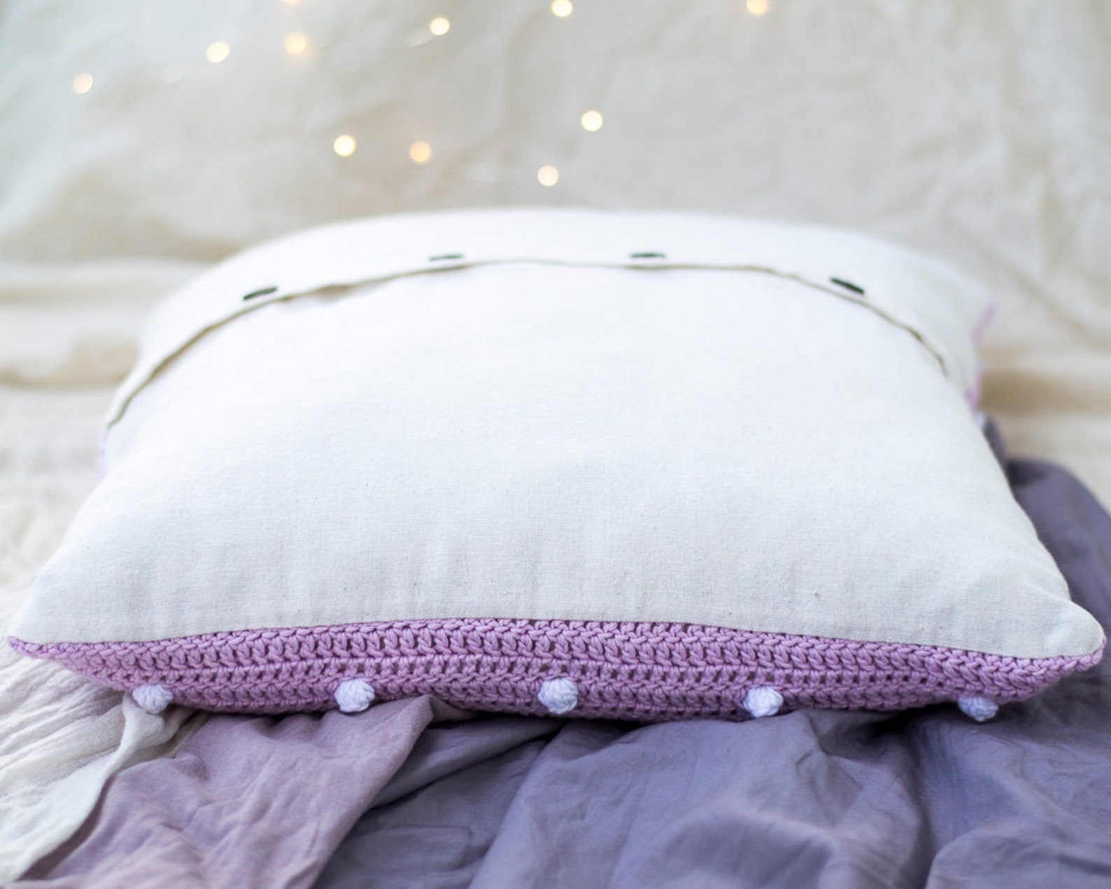 Lavender Pillow Cover With White Polka Dots 16 X 16 Purple Etsy