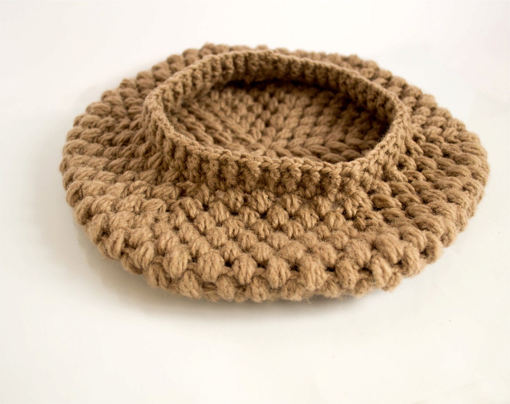 NWT Handmade Alpaca Wool Crochet Beret Hat Brown Spiral Knit Artisan Farm Blend Handmade Alpaca Knit Beret – Dark Chocolate Brown Winter Hat  main image 3