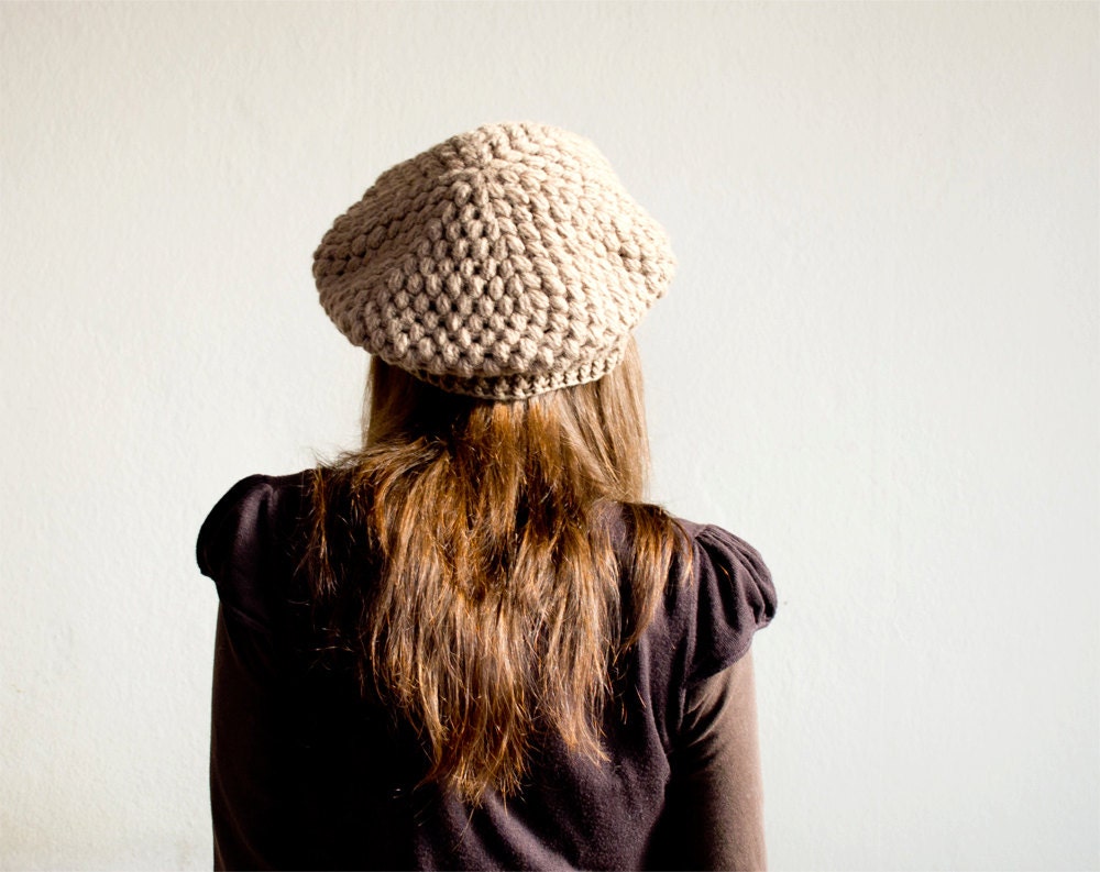 NWT Handmade Alpaca Wool Crochet Beret Hat Brown Spiral Knit Artisan Farm Blend Handmade Alpaca Knit Beret – Dark Chocolate Brown Winter Hat  main image 2