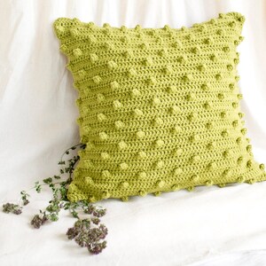 Pistachio Green Pillow Cover,16 x 16 Crochet Cotton Pillow Cover, Pistachio Green Home Decor image 1