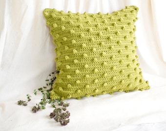 Pistachio Green Pillow Cover,16 x 16  Crochet Cotton Pillow Cover, Pistachio Green Home Decor