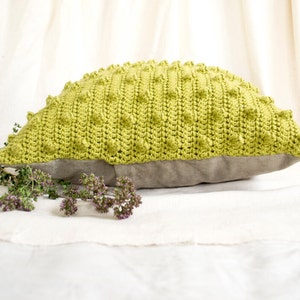 Pistachio Green Pillow Cover,16 x 16 Crochet Cotton Pillow Cover, Pistachio Green Home Decor image 2