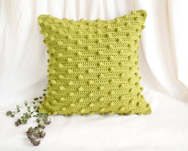 Pistachio Green Pillow Cover,16 x 16 Crochet Cotton Pillow Cover, Pistachio Green Home Decor image 3