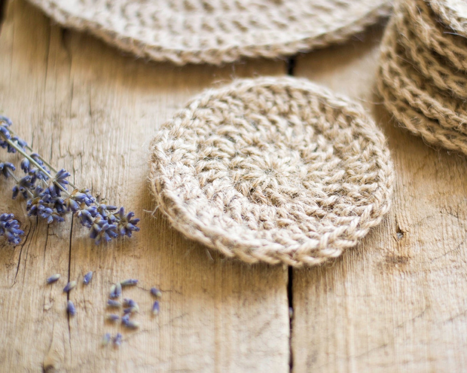 Eco Friendly Crochet Jute Coasters a Set of 6 and a Trivet Etsy