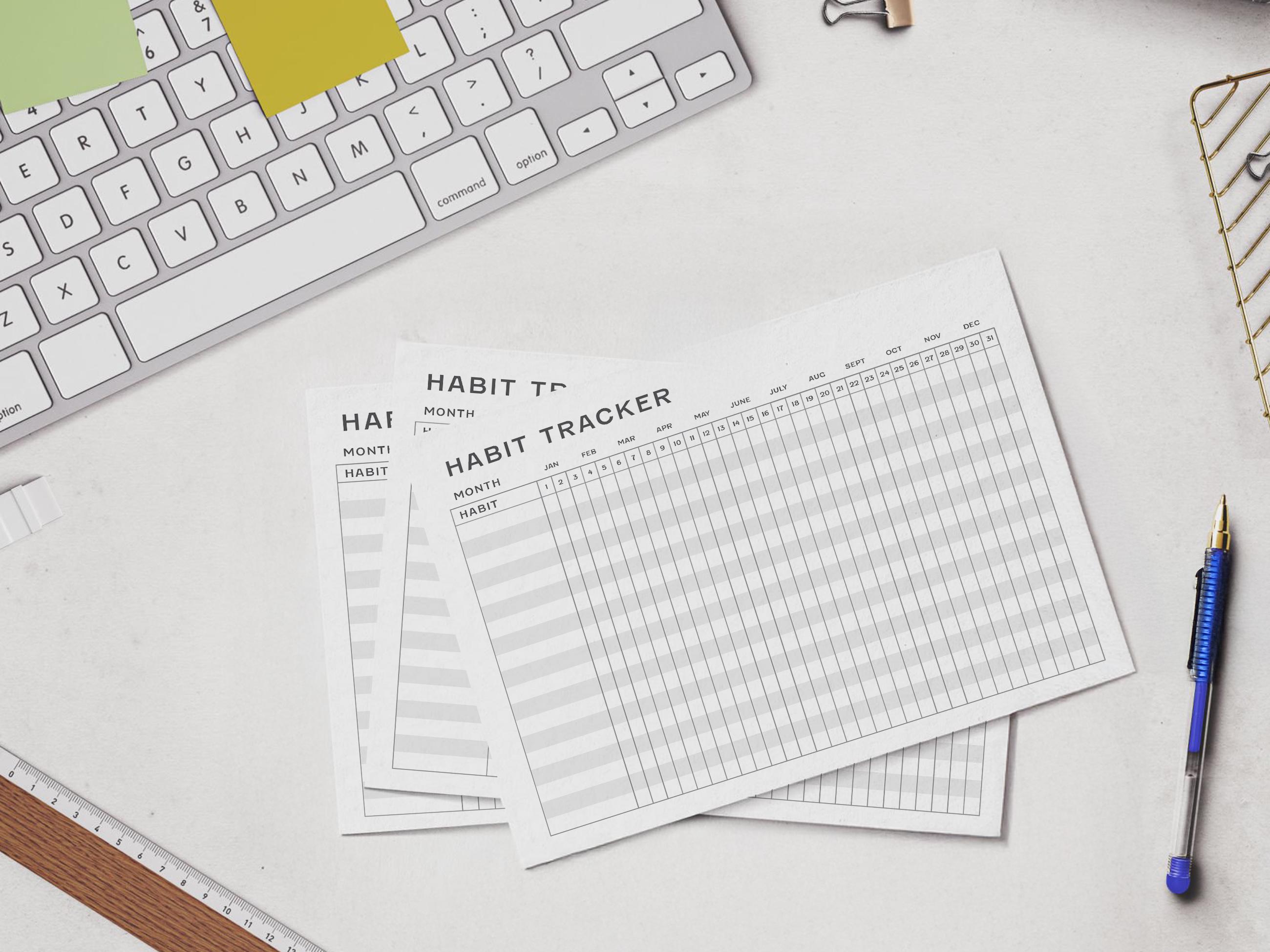 Minimalist Habit Tracker Printable: Monthly & Yearly PDF (letter, A4 ...