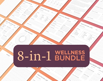 Minimalist Wellness Planner Bundle | Habit, Mood Tracker (PDF Set, A4/A5/Letter Sizes)
