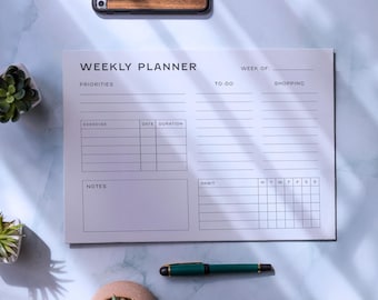 Minimalist Weekly Planner: Habit & Priority Tracker (PDF Download, Letter/A4/A5/Half Letter Sizes)