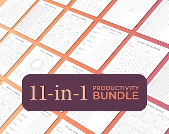 Minimalist Planner Bundle: 11 Printable Templates (Letter, A4, A5, Half Letter) (PDF Set