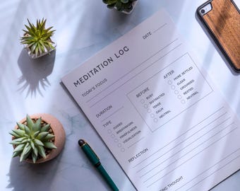 Meditation Log Printable | Minimalist Tracker | Mindfulness & Reflection PDF | Letter, A4, A5, Half Letter