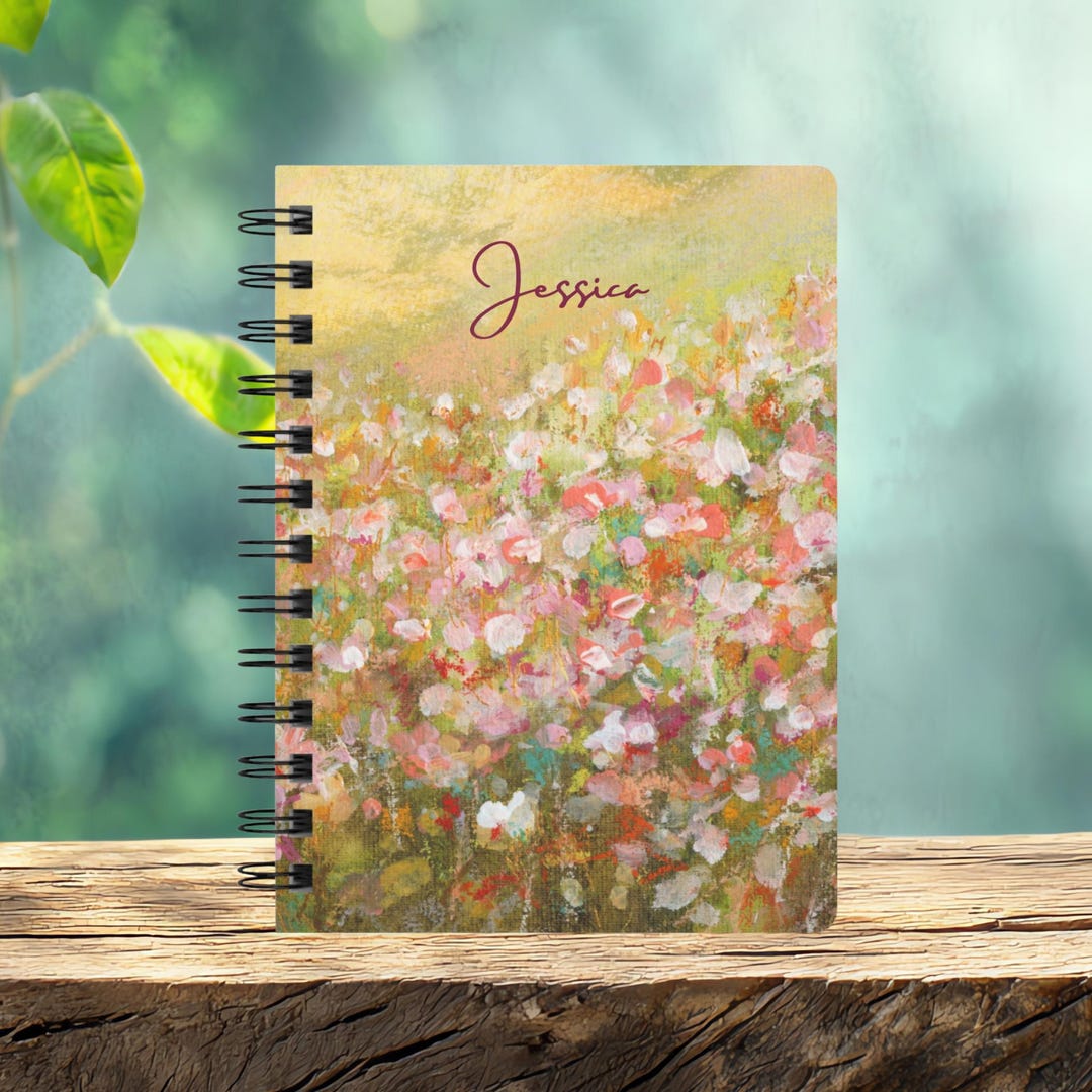 Personalized Floral Journal | Flower Art Spiral Notebook - Etsy