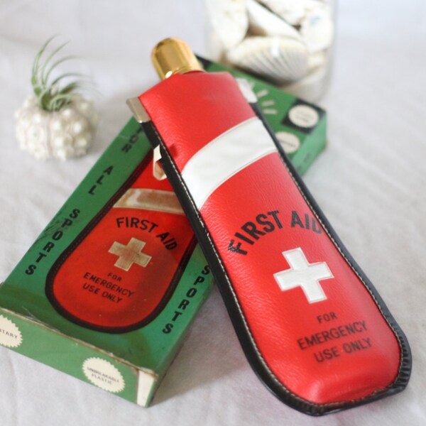Vintage First Aid Whiskey Flask in Box