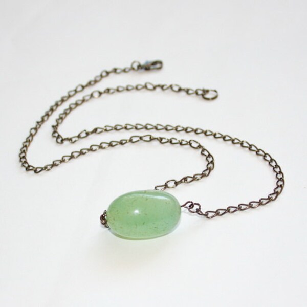 Minimalistic necklace Natural gems light green Chrysoprase Israel jewelry boho style gems minimalism