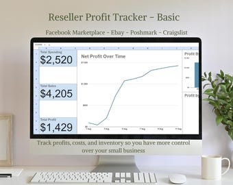 Reseller Spreadsheet Revenue & Profit Tracking Basic | Google Sheets Inventory, Sales, Business Tracker | Automated Dashboard Small Business