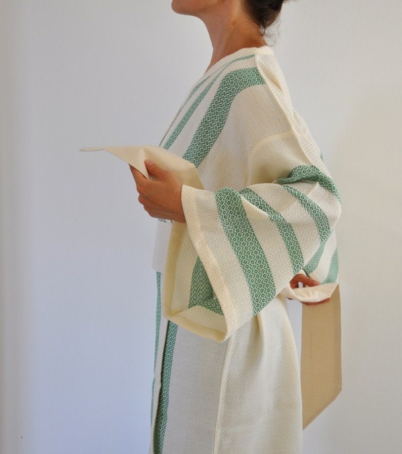 Kimono Robe Turkish Bath Towel Peshtemal Robe Caftan Green Etsy