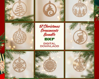 Christmas SVG Bundle, Christmas Ornament Svg Bundle, Cricut Christmas Files, Ornaments Laser Cut Files, Round Ornament Svg