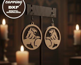 Boucles d'oreilles Halloween Lion SVG, fichier découpé au laser, Cricut, DXF (téléchargement numérique)