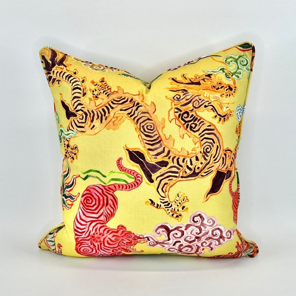 Decorative Pillow Cover in Oriental Dragon Tiger Fabric