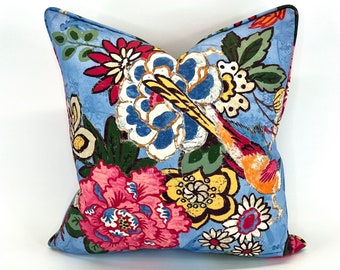 Dailiang Bluebell Floral Bird Decorative Pillow Cover (Inserts are Now Available for Purchase!)
