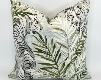 Tropical Tiger Pillow Cover in a Spa Background - Now Available!