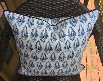 Decorative Pillow Cover in Lacefield Agave Azure Linen Fabric (Description Below)