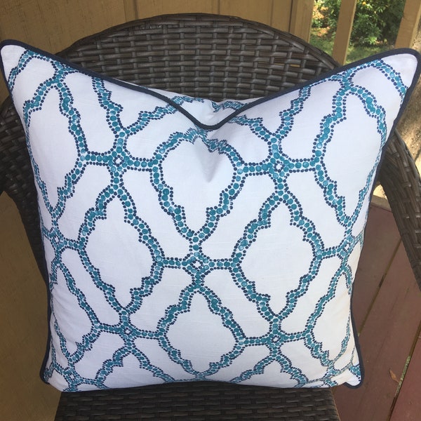 Lacefield Decorative Pillow Cover in Kai Cyan Fabric