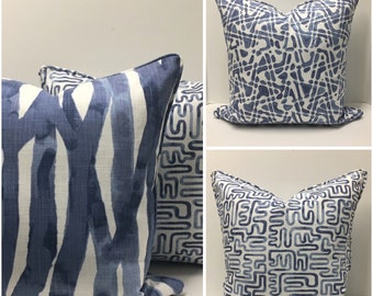 Decorative Pillow Covers in New Indigo Fabrics