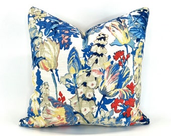 Summer Ready Floral BlueJay Decorative Pillow Cover