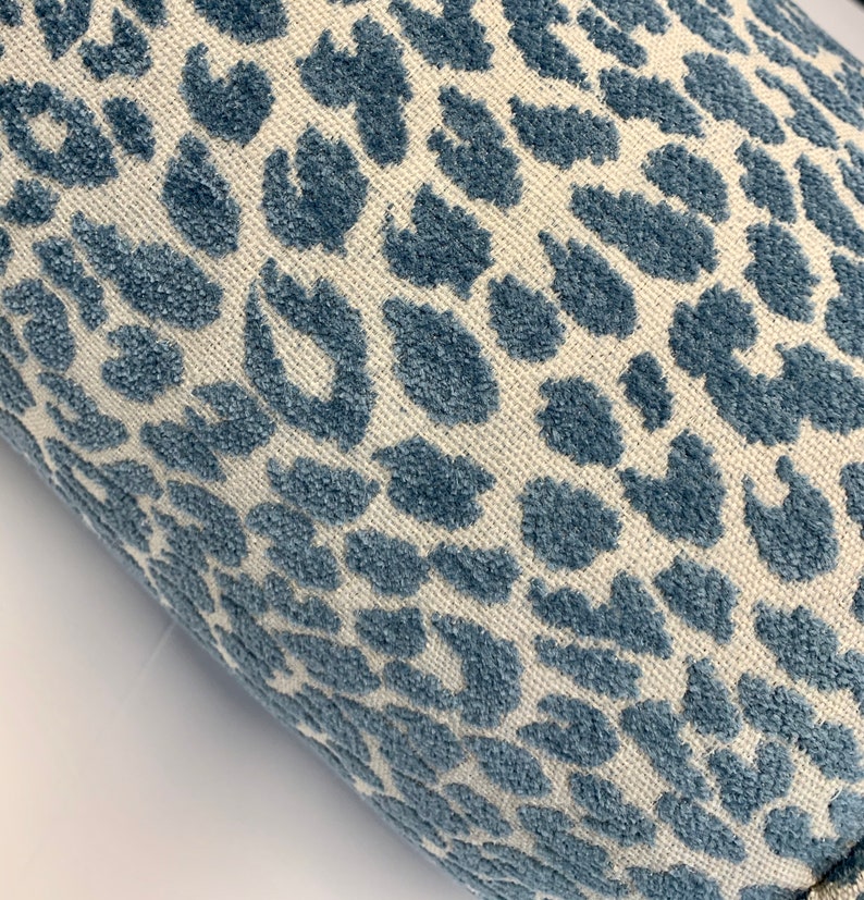 Bolster in Delft Blue Chenille Animal Print Upholstery Fabric | Etsy
