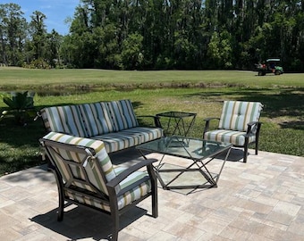 Custom Outdoor Seat, Lounge, Ottoman Cushions in a Variety of Fabrics