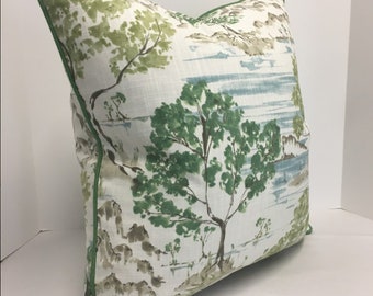 Custom Pillow Cover in Covington Hikaru Willow Fabric - INSERT OPTION now Available