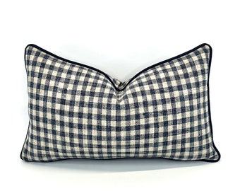 Zippy Lakeland Check Decorative Pillow Cover in Federal Blue & Oatmeal (Inserts Now Available!)