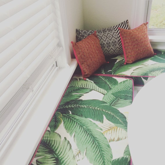 Tommy Bahama S Swaying Palms Bench Cushion In Rayon Linen Etsy