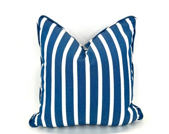 Shore Regatta Indoor/Outdoor Stripe Subrella Fabric Decorative Pillow Cover