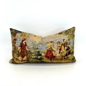 Decorative Pillow Cover in Bosporus Distressed Toile Billard Fabric (Description Below)