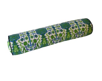 Bolster in Lacefield Bombay Ikat Kelly Fabric includes Insert and Shipping