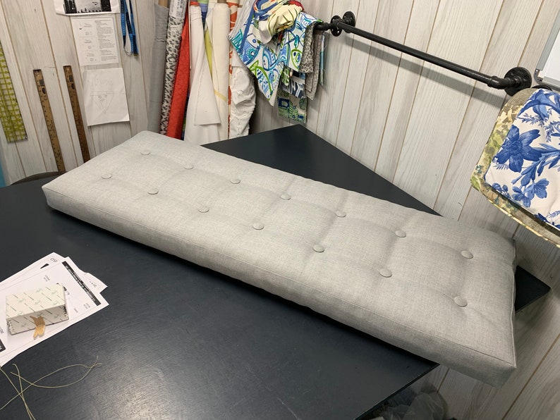 Custom Button Tuck Bench Cushion in a Variety of Fabrics Etsy